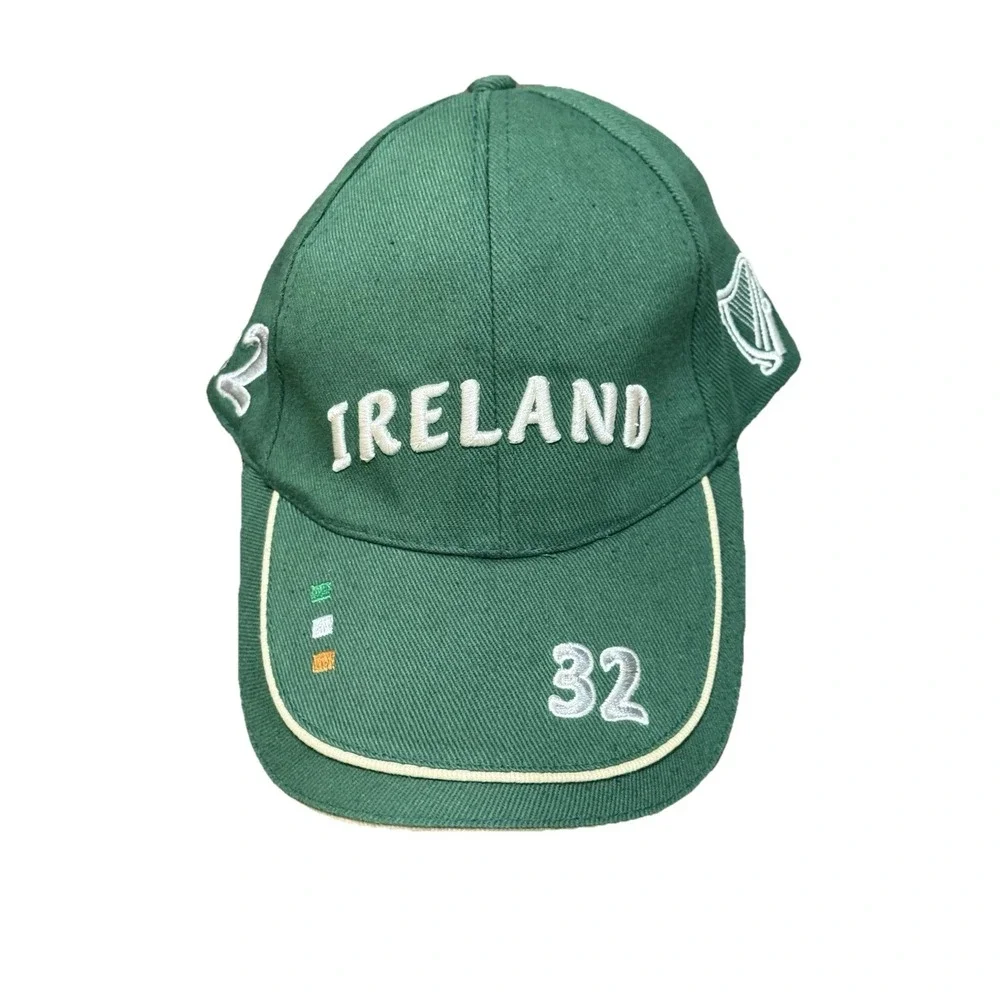 Dolmen Embroidered Baseball Cap Ireland 32 Harp‎ Irish Flag Adjustable Green Hat